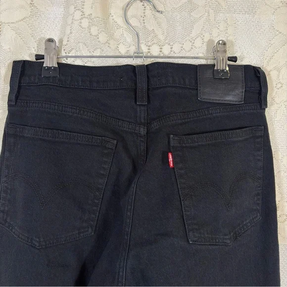 Levi's Wedgie Straight High Rise Denim Jeans Pants Black Sprout Size 27 - Picture 9 of 12